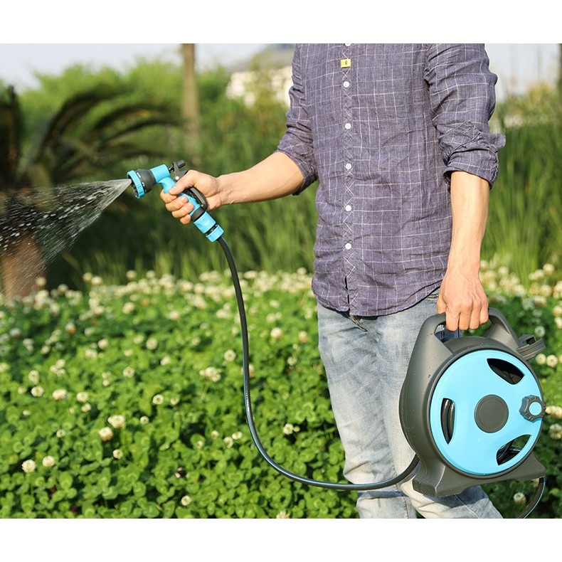 🇸🇬𝗛𝗜𝗚𝗛 𝗣𝗥𝗘𝗦𝗦𝗨𝗥𝗘 12m Mini Car Garden Water Hose Reel Spray Gun Set with ...
