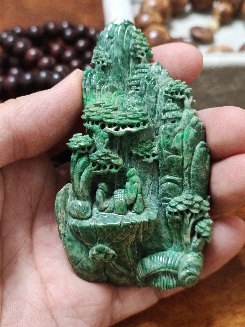 中国古美術 根付 天然翡翠 天然玉石【高級品】；JC-99 - 彫刻/オブジェクト