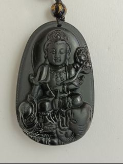 全新 黑曜琉璃 八大守護神-普賢菩薩（大） 項鍊