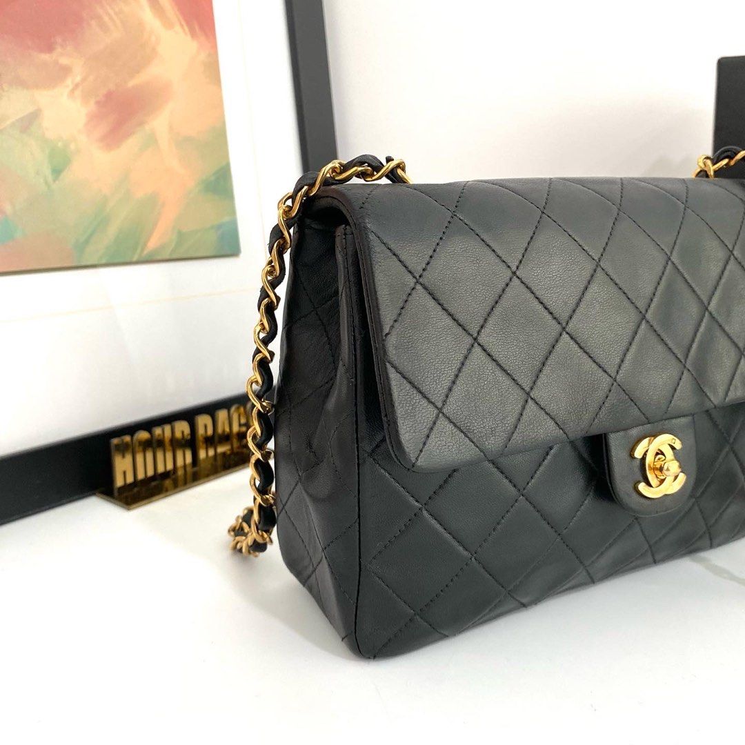 💯% Authentic Chanel Vintage Black Quilted Lambskin Mini Flap Bag with GHW,  Luxury, Bags & Wallets on Carousell