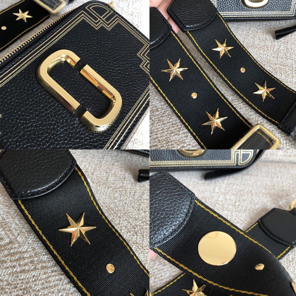 Marc Jacobs Black Gold Star Gilded Snapshot Bag