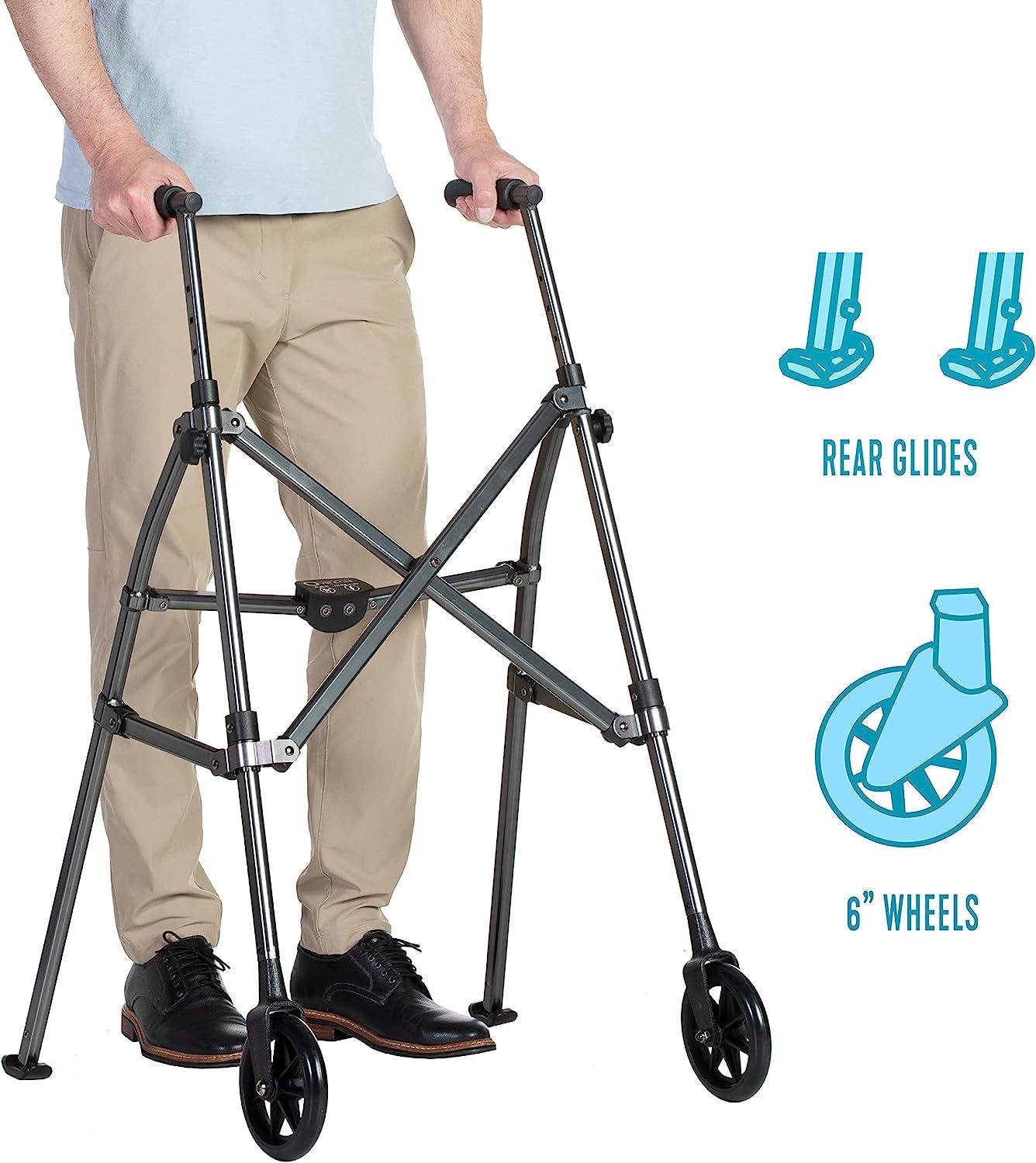 Able Life Space Saver Walker, Lightweight Folding 2 Wheel Rolling