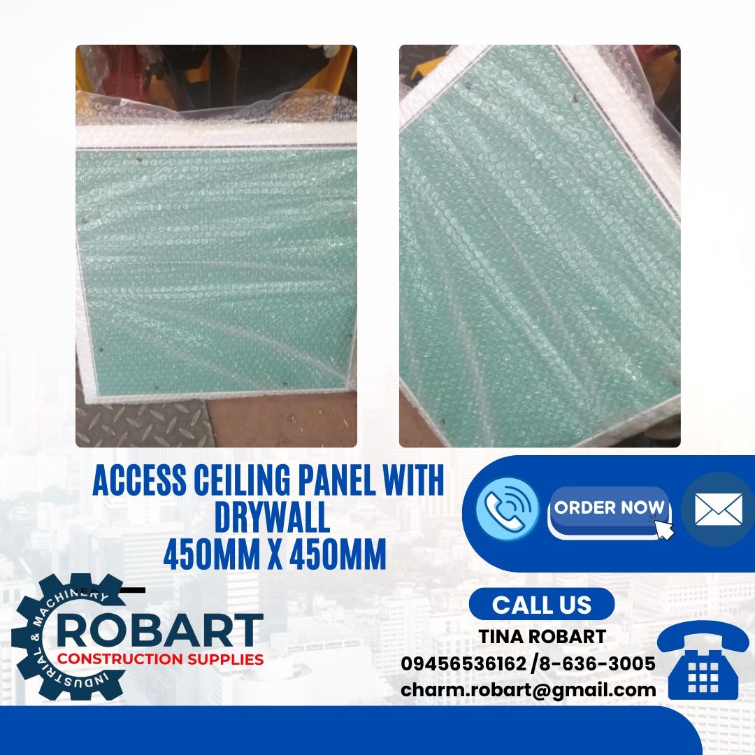 Access ceiling panel with drywall (Category: Construction & Building Materials) located in Manila. Submitted by tina.sales (Listing ID 1250593536, Image 1). Description: Access ceiling panel with drywall Size: 450mm x 450mm ₱1600 𝒩𝑜𝓉𝑒: 𝒫𝓇𝒾𝒸𝑒𝓈 𝒶𝓇𝑒 𝓈𝓊𝒷𝒿𝑒𝒸𝓉 𝓉𝑜 𝒸𝒽𝒶𝓃𝑔𝑒 𝓌𝒾𝓉𝒽𝑜𝓊𝓉 𝓅𝓇𝒾𝑜𝓇 𝓃𝑜𝓉𝒾𝒸𝑒 𝓟𝓵𝓮𝓪𝓼𝓮 𝓬𝓪𝓵𝓵 : 𝓣𝓲𝓷𝓪 𝓡𝓸𝓫𝓪𝓻𝓽 09456536162/09683802320 𝑹𝑶𝑩𝑨𝑹𝑻 𝑪𝑶𝑵𝑺𝑻𝑹𝑼𝑪𝑻𝑰𝑶𝑵 𝑺𝑼𝑷𝑷𝑳