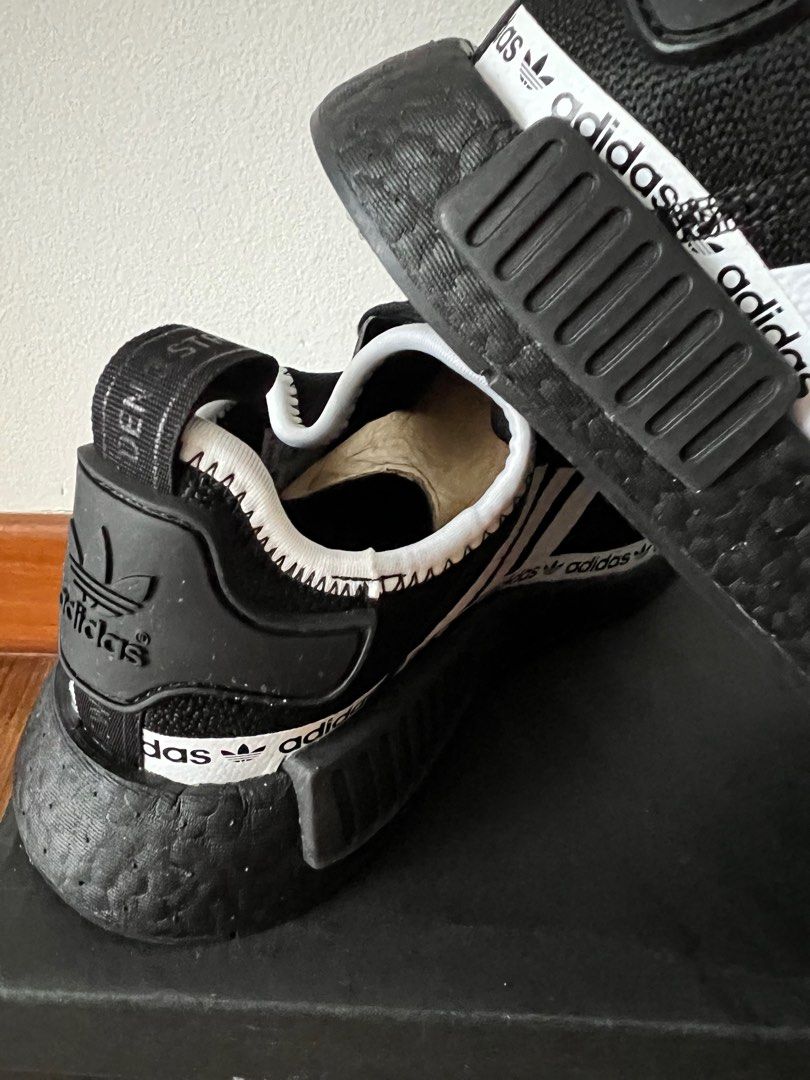 Adidas nmd top womens black leather