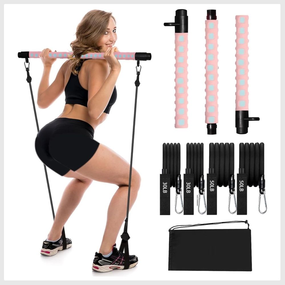  Pilamingo Pilates Reformer For Home - Pilates Yoga Portable  Trainer, All In 1 Portable Gym Multi Exercise Fitness System