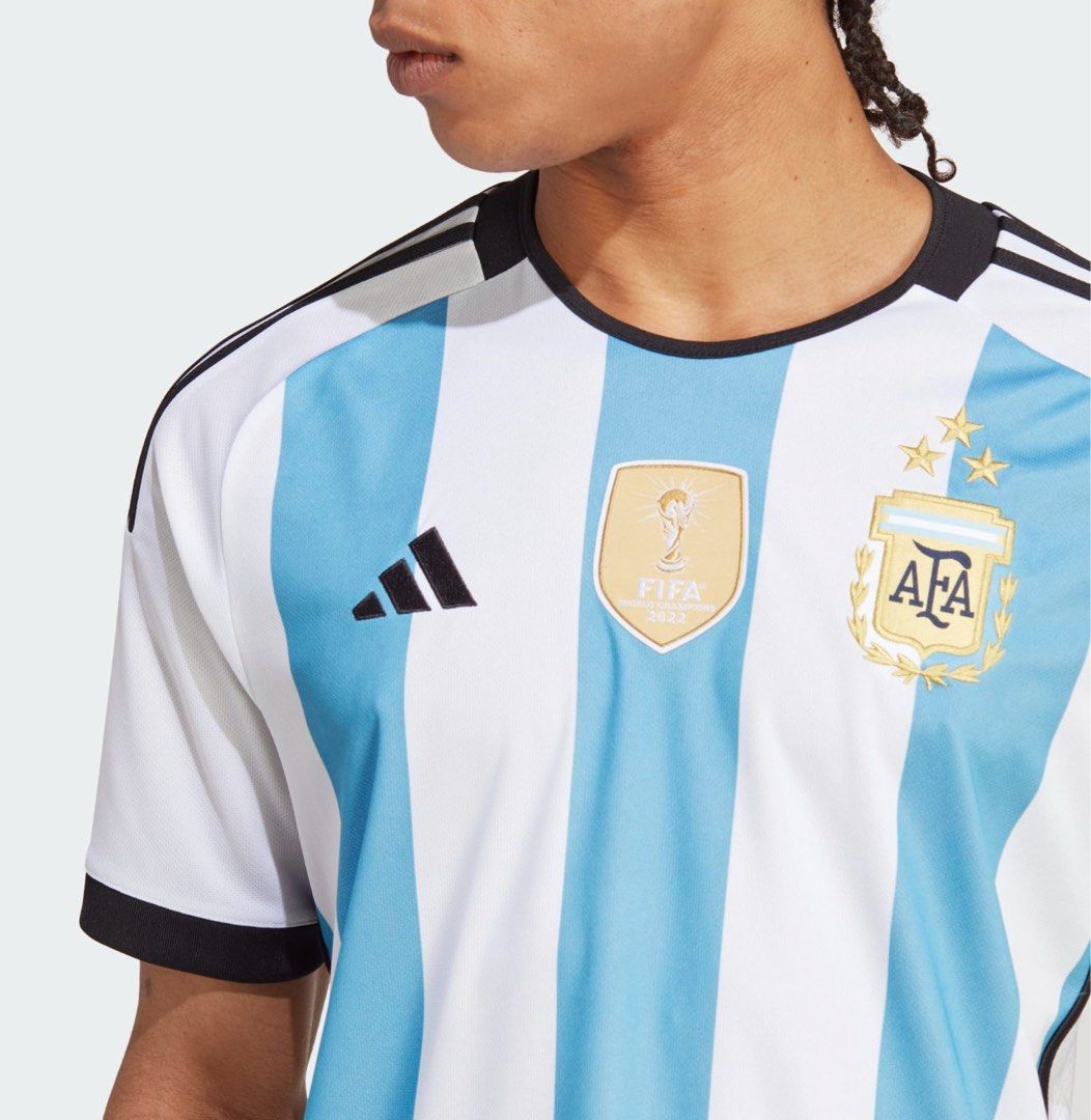 Men's Replica adidas Messi Argentina Home Jersey 2022 - 3 Stars