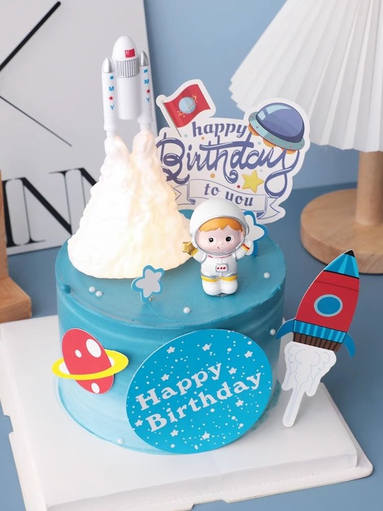 Astronaut Cake Topper Universe Rocket Series Happy Birthday