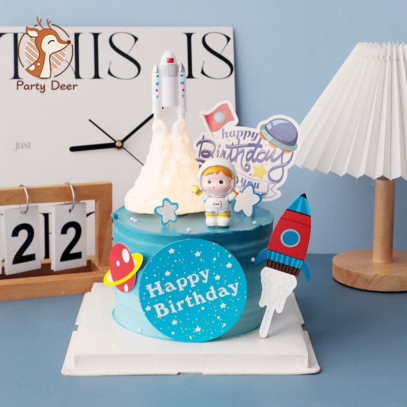 Astronaut Cake Topper Universe Rocket Series Happy Birthday
