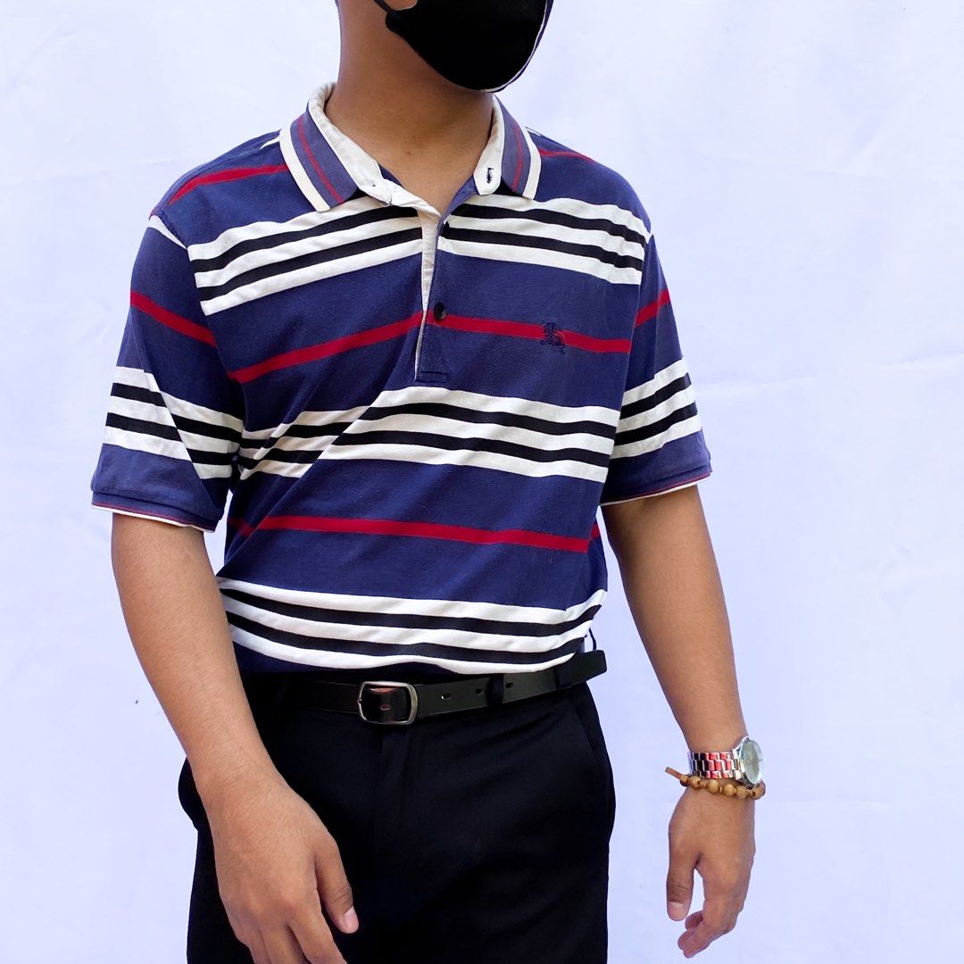 Burberry striped polo shirt clearance