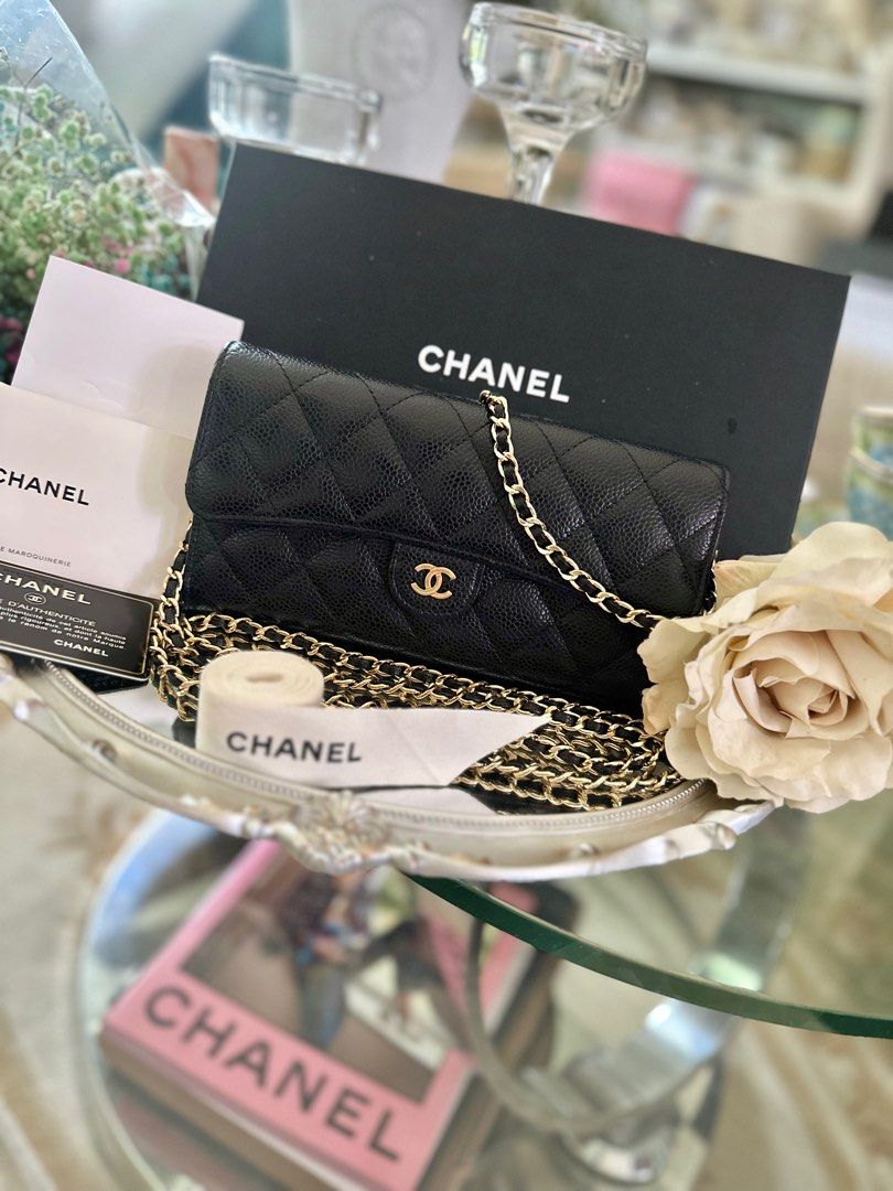 Authentic Chanel Classic Flap Wallet in Caviar cum WOC GHW Luxury