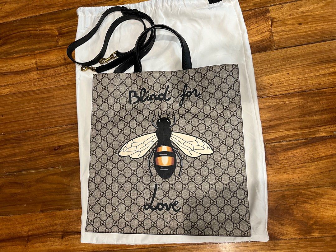 Authentic Gucci Blind for Love Bee GG Supreme Coated Canvas Tote