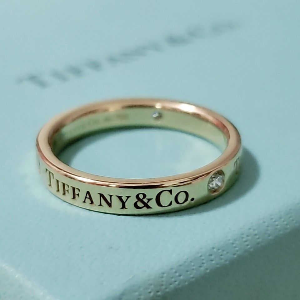 Authentic Tiffany & Co. 18K Yellow Gold 3 Diamonds Band Ring on Carousell