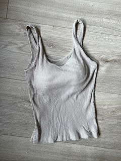 Beige ribbed bra top