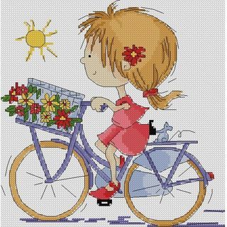 Bike Riding DIY Cross Stitch Complete Set 11ct 14ct Needlework Counted Embroidery Kit not stamped