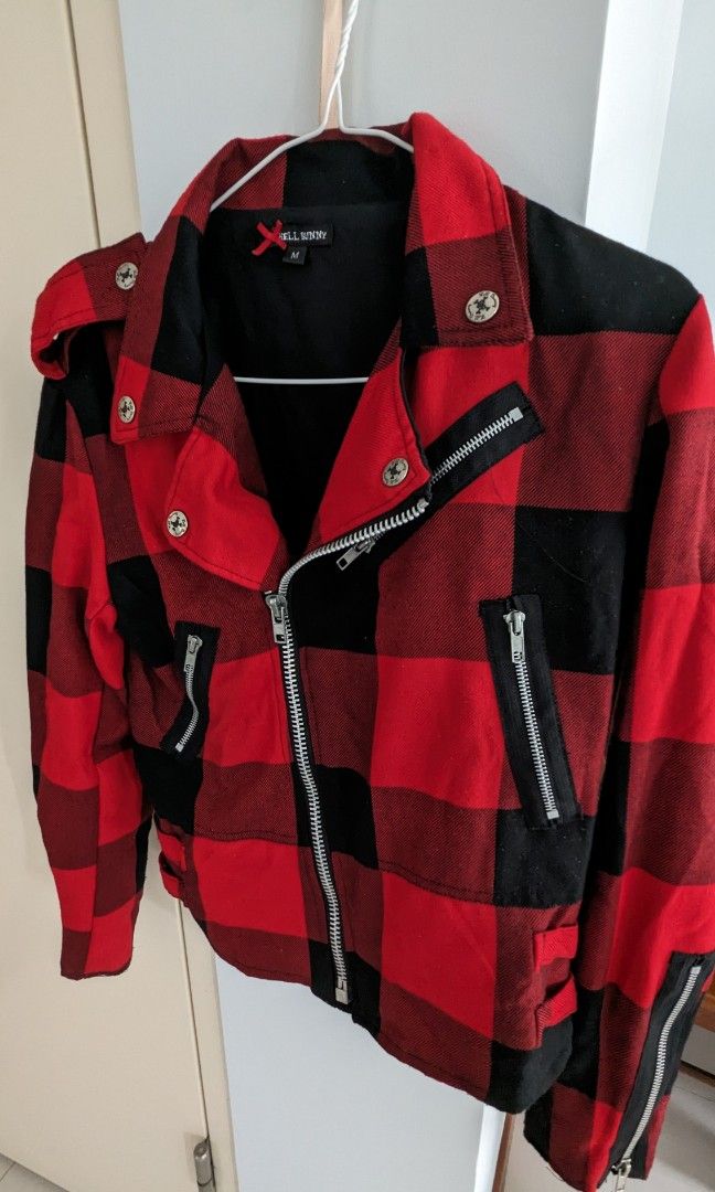 Red and sales black plaid jacket