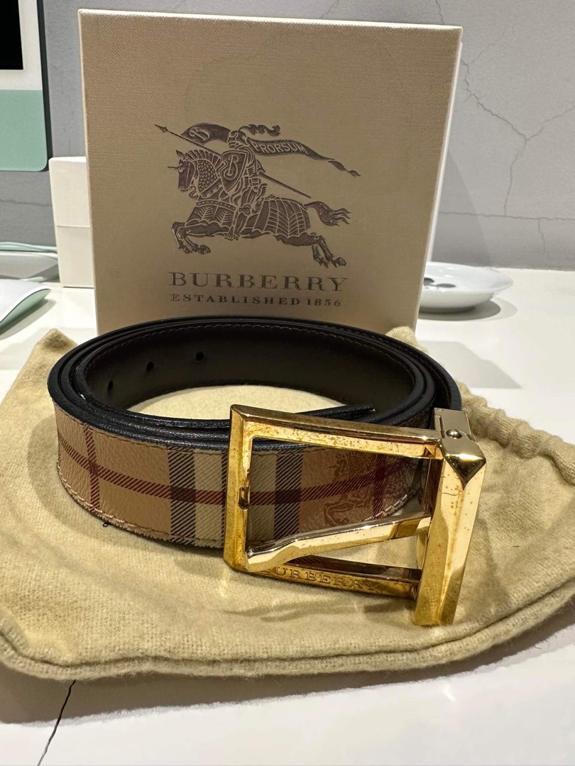 Burberry, Accessories, Burberry Mens Canvas Nova Check Belt Silver Buckle  Great Condition Size 400