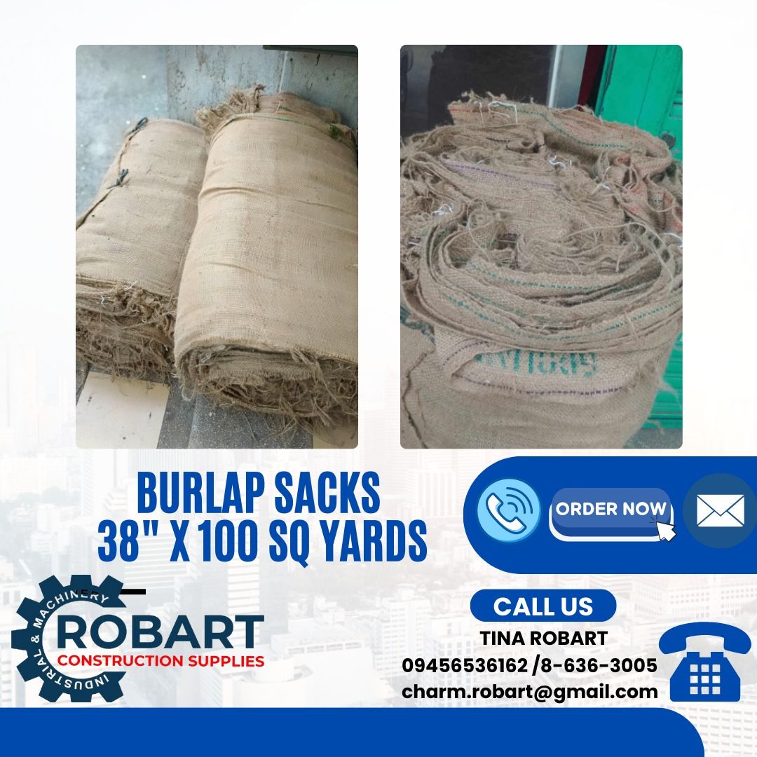 Burlap Sack 38" x 100 Sq. Yards (Category: Construction & Building Materials) located in Manila. Submitted by tina.sales (Listing ID 1250612049, Image 1). Description: Burlap Sack 38" x 100 Sq. Yards ₱5,715 𝒩𝑜𝓉𝑒: 𝒫𝓇𝒾𝒸𝑒𝓈 𝒶𝓇𝑒 𝓈𝓊𝒷𝒿𝑒𝒸𝓉 𝓉𝑜 𝒸𝒽𝒶𝓃𝑔𝑒 𝓌𝒾𝓉𝒽𝑜𝓊𝓉 𝓅𝓇𝒾𝑜𝓇 𝓃𝑜𝓉𝒾𝒸𝑒 𝓟𝓵𝓮𝓪𝓼𝓮 𝓬𝓪𝓵𝓵 : 𝓣𝓲𝓷𝓪 𝓡𝓸𝓫𝓪𝓻𝓽 09456536162/09683802320 𝑹𝑶𝑩𝑨𝑹𝑻 𝑪𝑶𝑵𝑺𝑻𝑹𝑼𝑪𝑻𝑰𝑶𝑵 𝑺𝑼𝑷𝑷𝑳𝑰𝑬𝑺 #RobartConstruct