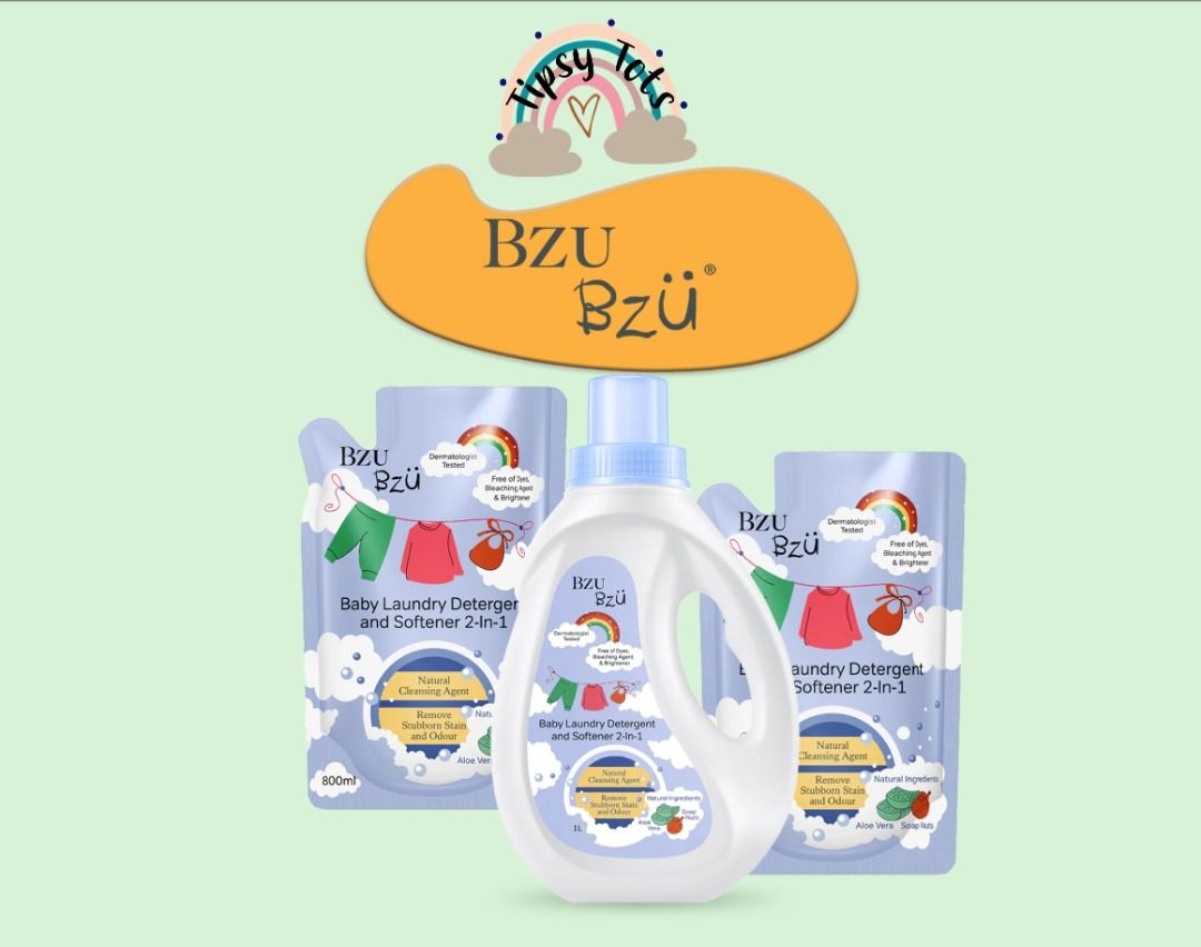 Bzu Bzu Baby Laundry Detergent and Softener Bottle 1L / 800ml, Babies ...