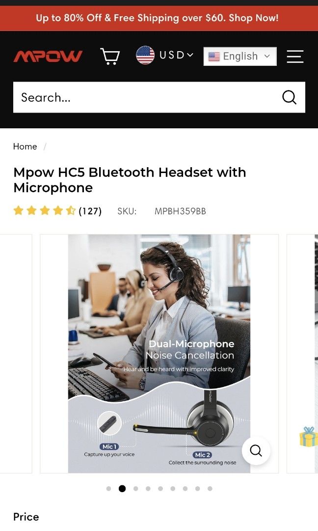 Mpow HC5 Bluetooth Headset with Microphone – MPOW