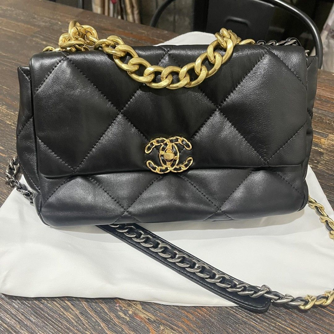Chanel 19 Black quilted lambskin, Luxury, Bags & Wallets on Carousell