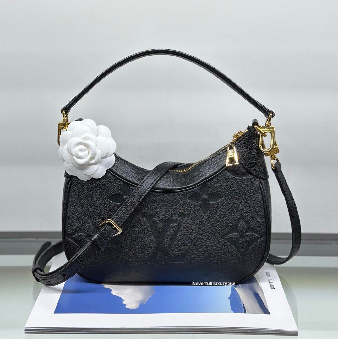 Louis Vuitton Black Monogram Empreinte Leather Bagatelle Mini Hobo Bag