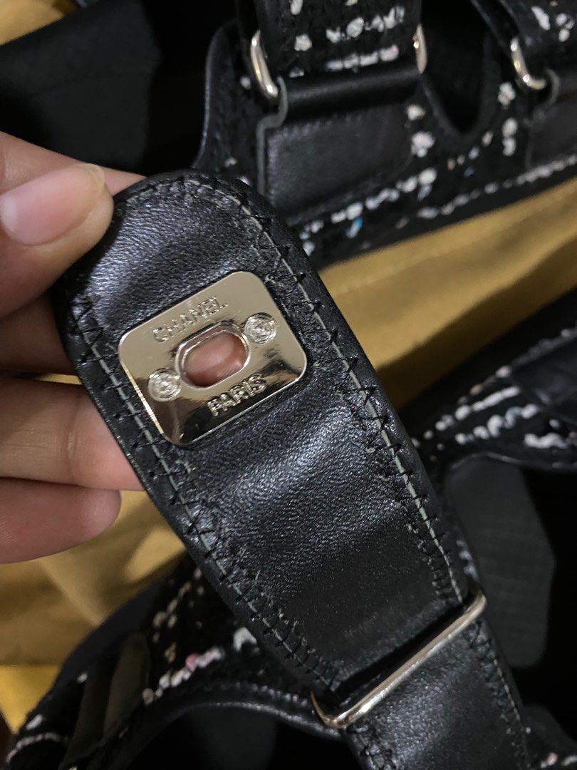 chanel pink tweed dad sandals