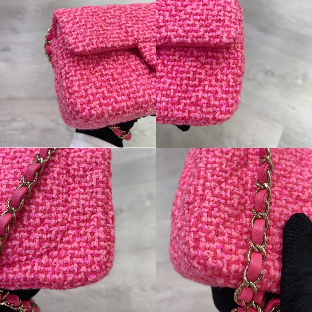 Chanel Mini Rectangle Flap Bag in Pink Cotton & Wool Tweed GHW, Luxury,  Bags & Wallets on Carousell