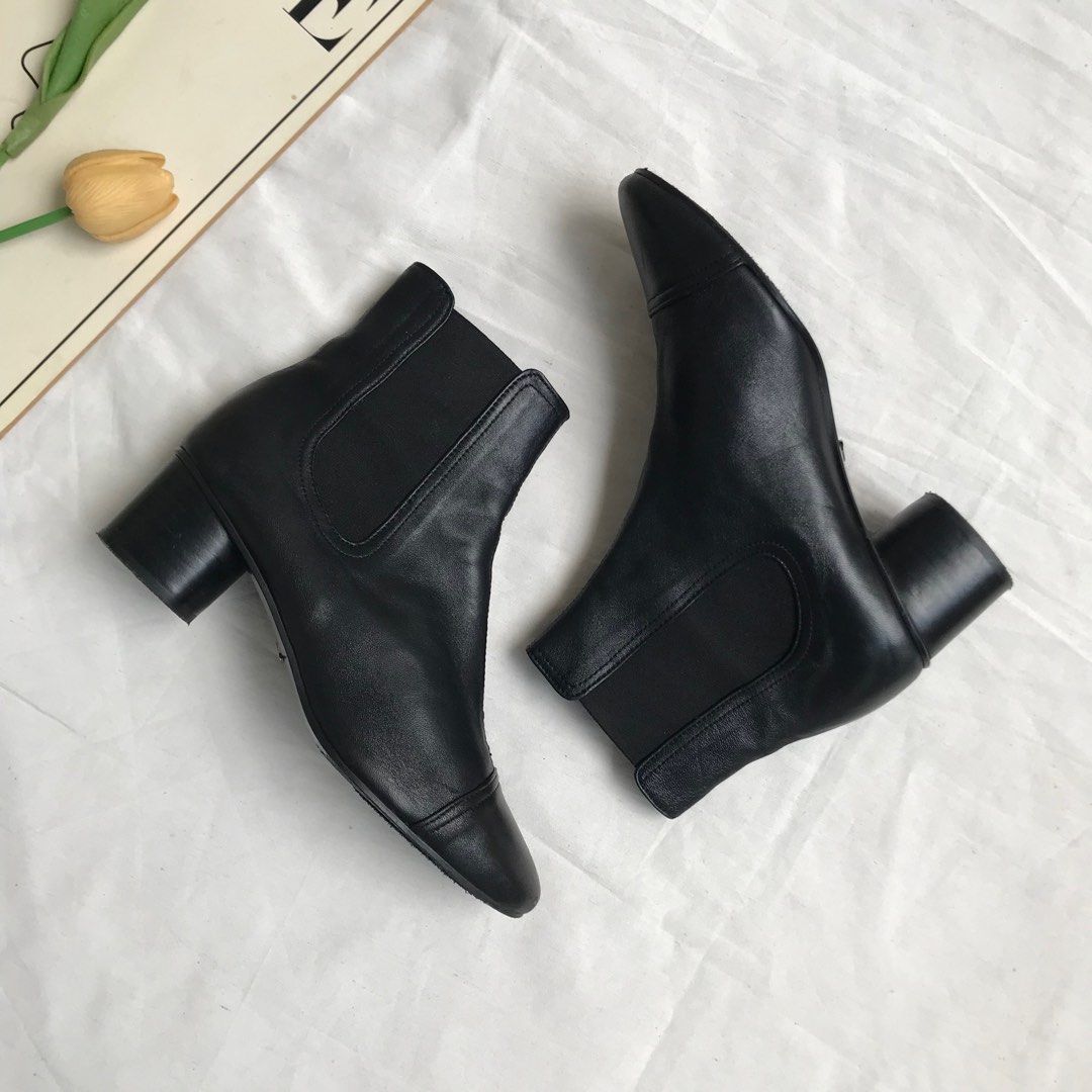 BUPNUOM Women's Genuine Leather Chelsea Boots - Side Elastic, Chunky Heel, Comfortable & Stylish - View #9