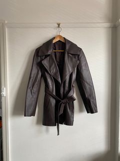Chocolate brown faux leather jacket