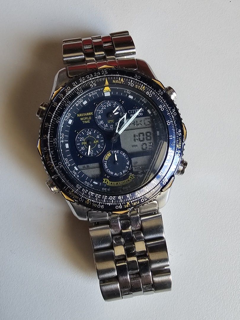 Citizen Navihawk C300 Blue Angels limited edition chronograph, 名牌, 手錶 Carousell