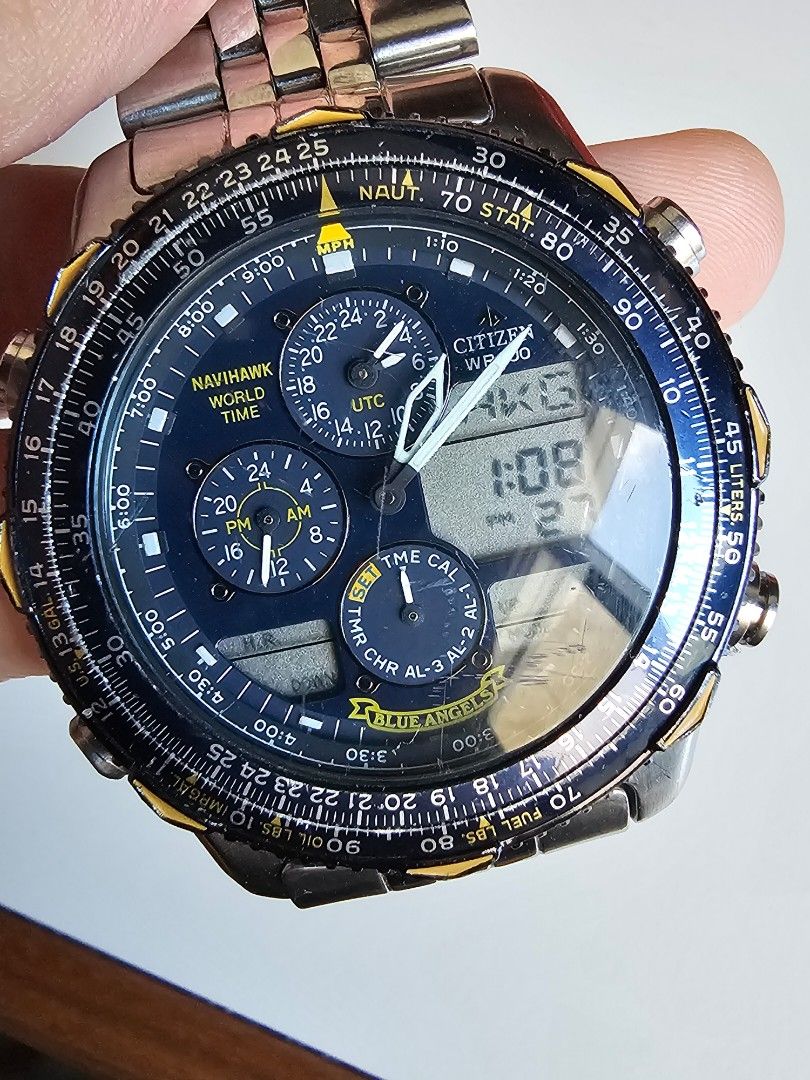 Citizen Navihawk C300 Blue Angels limited edition chronograph, 名牌, 手錶 Carousell