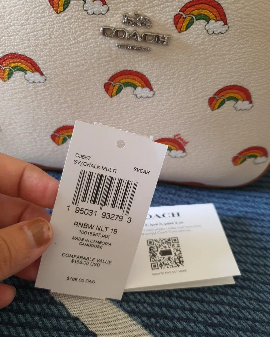 Coach CJ657 Nolita 19 With Rainbow Print IN Chalk Multi 