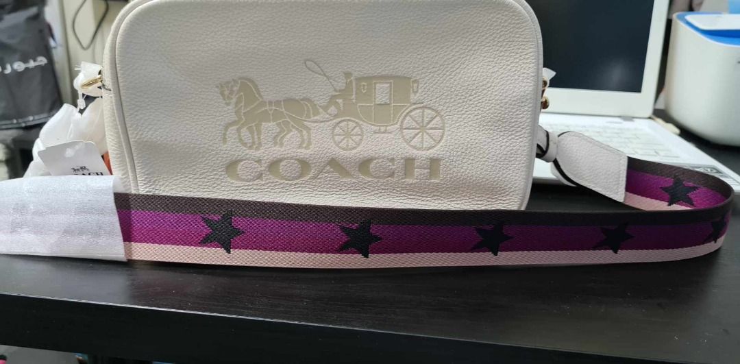 Coach Women's Jes Crossbody Double Zip Purse Horse Carriage Messenger Bag  in Chalk, Style F75818