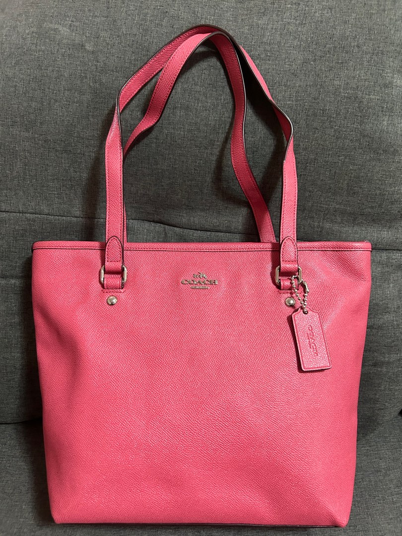 Coach Zip Top Tote Pink on Carousell