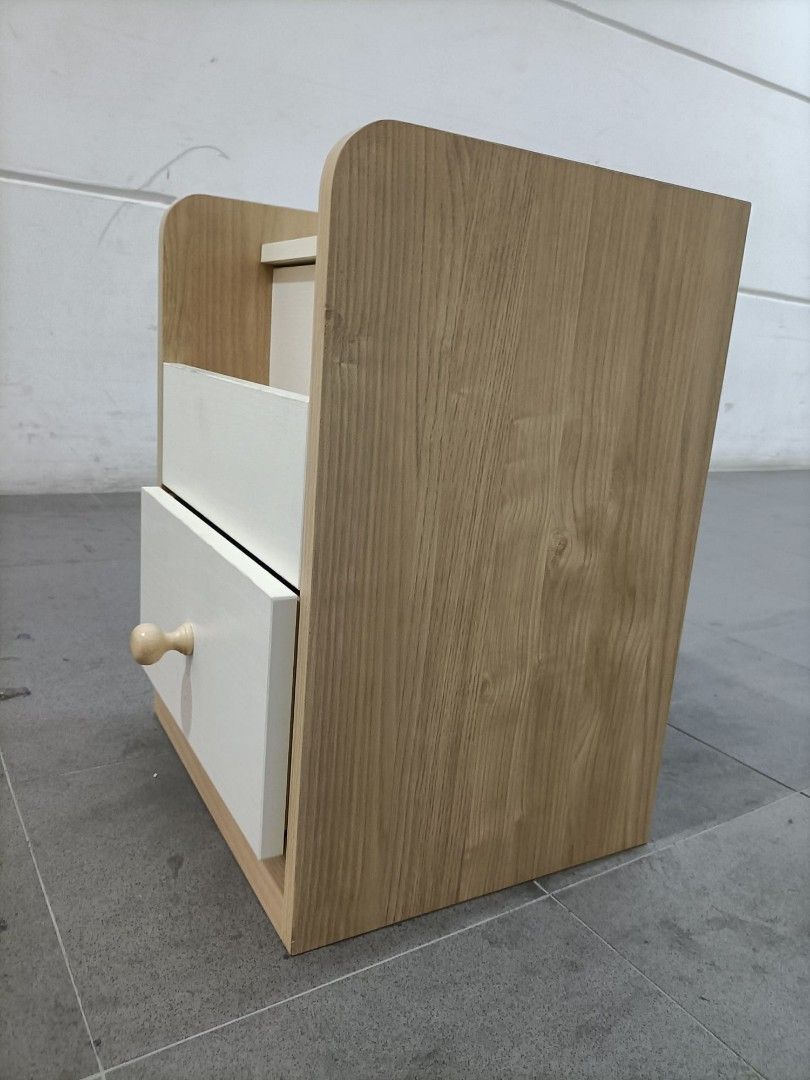 CRAIGEBURN Bedside Table with Book Rack in Natural & White, Furniture ...