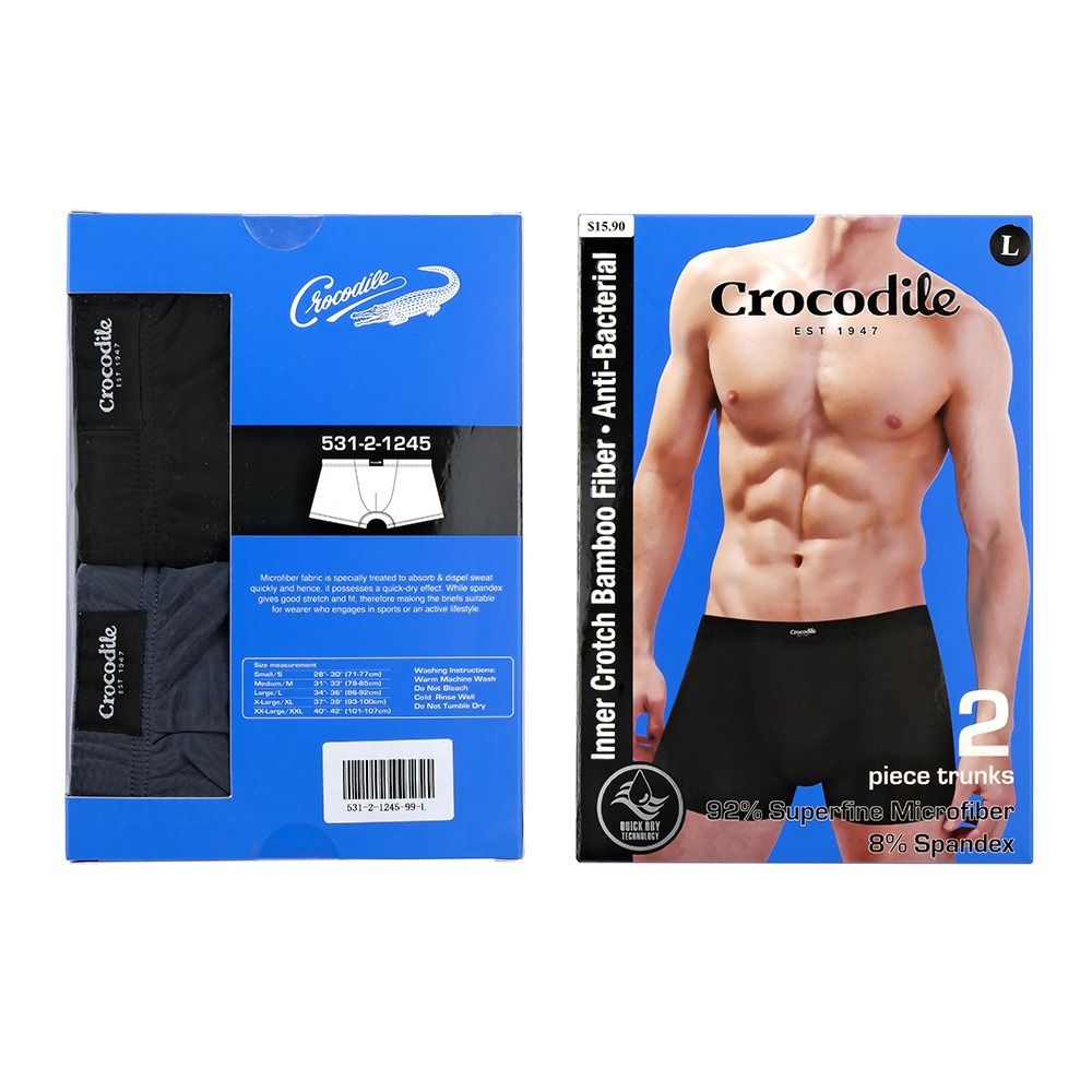 Crocodile 2 piece pack trunk ( quick Dry Technology), Men's Fashion,  Bottoms, New Underwear on Carousell
