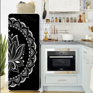 Flower Refrigerator Sticker PVC Peel and Stick Wallpaper Home Decor  Mushroom House Door Mural Waterproof Kitchen Fridge Design