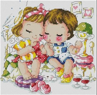Cute Couple DIY Cross Stitch Complete Set 11ct 14ct Needlework Counted Embroidery Kit not stamped