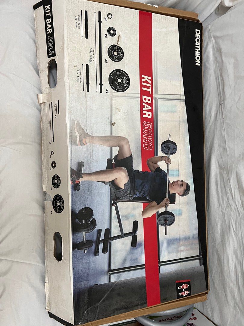 Dumbbell Decathlon Kit Bar 50kg, Sports Equipment, Exercise & Fitness, Weights & Dumbbells on