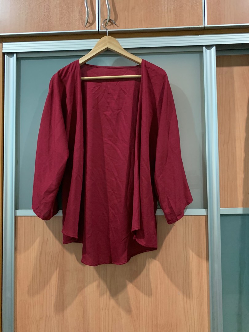 Sheer red cardigan top