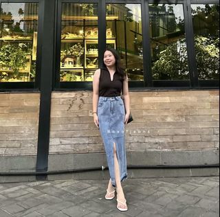 Denim skirt / rok jeans midi