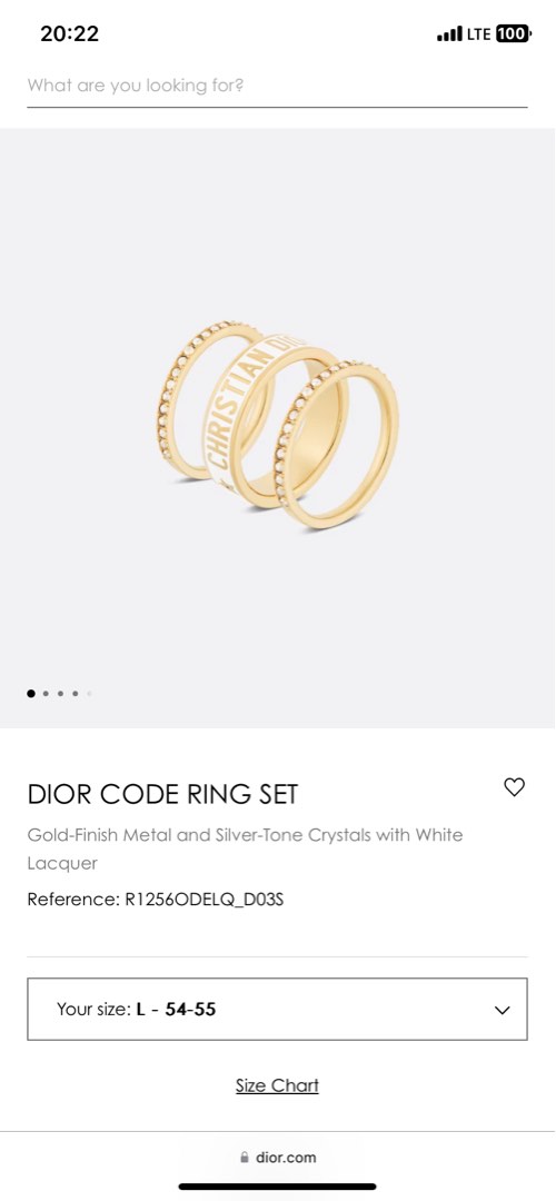 Dior Code Ring Set Gold-Finish Metal and Silver-Tone Crystals with