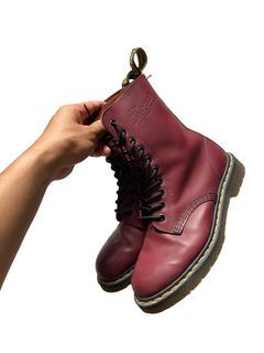 Dr. martens 1490 Cherry Red Smooth Leather Lace Up Made in Thailand