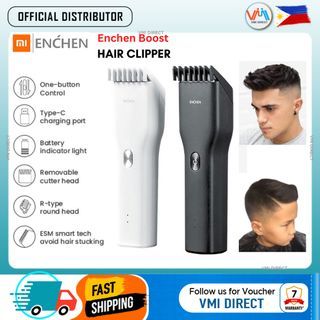 Enchen Boost Hair-Trimmer with Scissors and Cloth USB Electric Hair Clipper Two Speed Ceramic Cutter ( Available in White & Black ) - VMI Direct