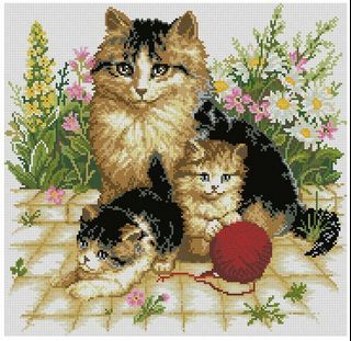 family of cats DIY Cross Stitch Complete Set 11ct 14ct Needlework Counted Embroidery Kit not stamped