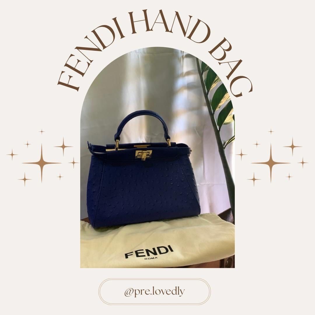 Fendi Mini Peekaboo Ostrich Top Handle Bag
