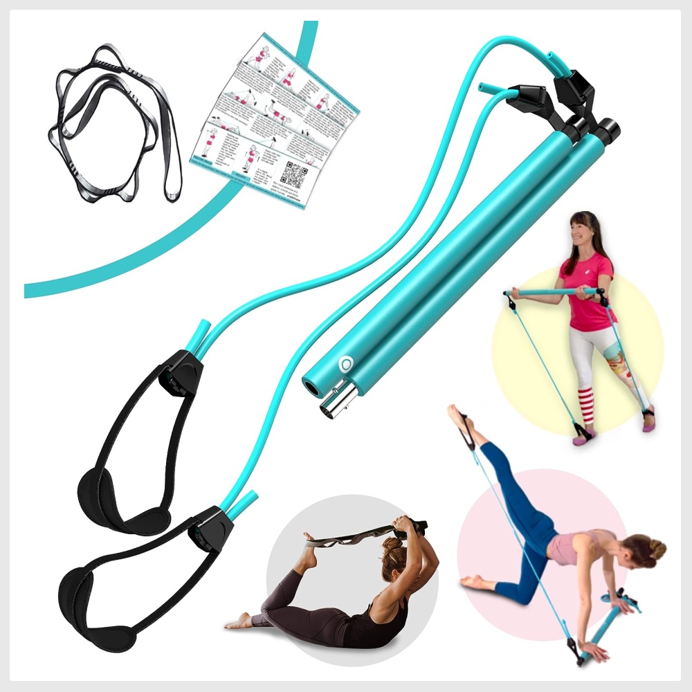 Flexies Portable Pilates Bar kit with Free 8Loop Stretch Band, Workout
