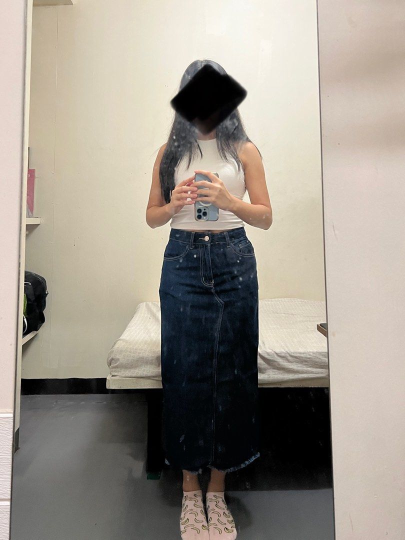 forever 21 denim midi skirt