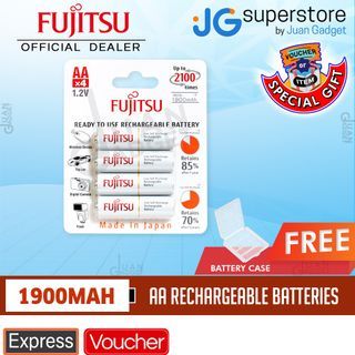 Fujitsu 1.2V 1900mAh Ready-to-use NiMH Low Self-Discharge Rechargeable | HR3UTC AA Battery Pack of 4 | JG Superstore