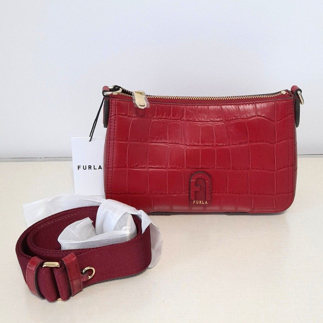 Furla red deals leather handbag